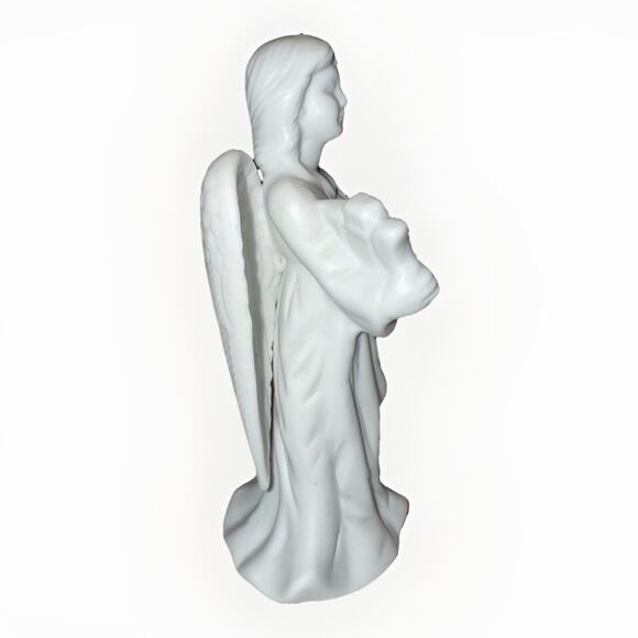 Vintage Female Angel Playing Harp Figurine White Porcelain Decoration 5.75" - Picture 4 of 6